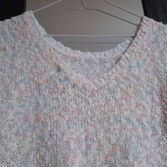 Vintage 80s Knit Boucle Sweater Top Size Small 37"B Pullover Pastel - Picture 12 of 15